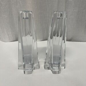 Lenox Ovation Crosswinds 8" Crystal Candlestick Pair 6086771 Made in‎ Slovenia